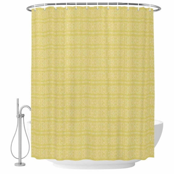 Yellow White Pixels Shower Curtain for Bathroom, Modern Contemporary Abstract Boho Waterproof Cloth Fabric Bathroom Accessories Set with 9 Rust Proof Plastic Hooks, 36"x72"