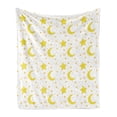 thumbnail image 1 of Yellow and White Soft Flannel Fleece Blanket, Sleeping Crescent Moon and Stars Pattern Night Time Cartoon Illustration, Cozy Plush for Indoor and Outdoor Use, 50" x 70", Yellow White, by Ambesonne, 1 of 5