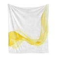 thumbnail image 1 of Yellow and White Soft Flannel Fleece Blanket, Smooth Lines and Waves Modern Inspired Digital Futuristic Art Inspired, Cozy Plush for Indoor and Outdoor Use, 50" x 60", Yellow White, by Ambesonne, 1 of 5