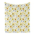 thumbnail image 1 of Yellow and White Soft Flannel Fleece Throw Blanket, Botanical Arrangement of Summer Flowers Wheat Daisy Blossoming Nature, Cozy Plush for Indoor and Outdoor Use, 50" x 60", Multicolor, by Ambesonne, 1 of 5