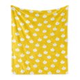 thumbnail image 1 of Yellow and White Soft Flannel Fleece Throw Blanket, Cloud Princesses with Crown on Star Patterned Background, Cozy Plush for Indoor and Outdoor Use, 50" x 60", Earth Yellow White, by Ambesonne, 1 of 5
