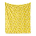 thumbnail image 1 of Yellow and White Soft Flannel Fleece Throw Blanket, Geometric Round Dots with Striped Design Abstract Ornament Print, Cozy Plush for Indoor and Outdoor Use, 50" x 70", Yellow and White, by Ambesonne, 1 of 5