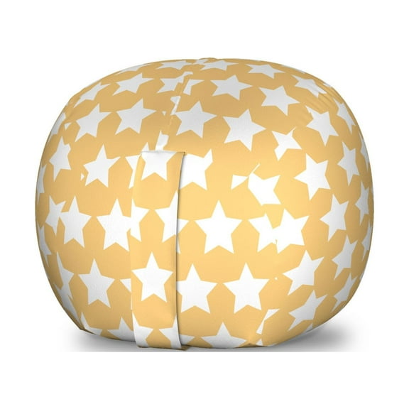 Yellow and White Storage Toy Bag Chair, Big Stars in Soft Tones with Classy Fashion Pattern Retro Elements, Stuffed Animal Organizer Washable Bag, Large Size, Apricot Cream, by Ambesonne