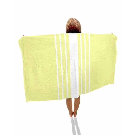 Yellow White Stripe Beach Towels Oversized Super Absorbent, Modern Rustic Vertical Striped Lightweight Bath Towel Quick Dry Sets For Bathroom/Pool/Rv Camping/Beach Play/Gym Room/Picnic 30"x60"