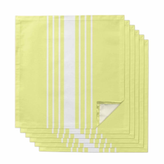Yellow White Stripe Cloth Napkins, Modern Rustic Vertical Striped Washable and Reusable Dinner Napkins Set of 6, Table Napkin for Kitchen Party Birthday Wedding Hotel Housewarming 20"x20"