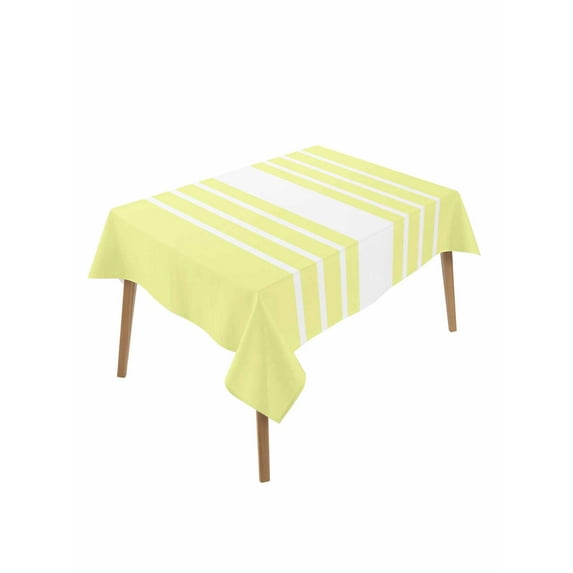 Yellow White Stripe Table Cloth, Modern Rustic Vertical Striped Waterproof Tablecloth for Rectangle Tables, Reusable Washable Fabric Table Cover for Restaurant Kitchen Dining Tables 60"x102"