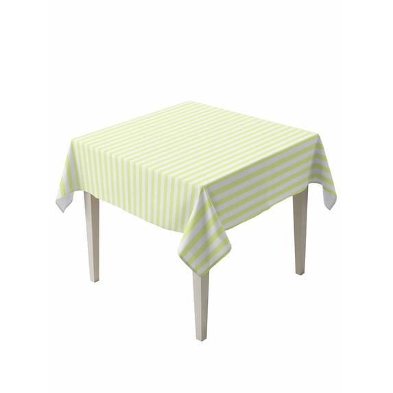 Yellow White Stripe Table Cloth, Waterproof Tablecloth for Square Tables, Modern Minimalist Geometric Striped Reusable Washable Fabric Table Cover for Restaurant Kitchen Dining Tables 60"x60"