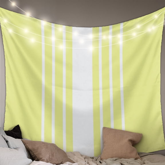 Yellow White Stripe Tapestry for Bedroom Wall Hanging Tapestry, Modern Rustic Vertical Striped Ceiling Backdrop Tapestries Poster Blanket Wall Decor for Teens Room Living Room Dorm 55" x 73"