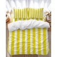 thumbnail image 1 of Yellow and White Striped Bedding Duvet Cover Set Twin Size 4 Pieces Gradient Geometric Bedding Set with Zipper Closure, 1 Comforter Cover 68x86 Inches 1 Flat Sheet & 2 Pillow Cases, 1 of 7