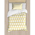 thumbnail image 1 of Yellow and White Twin Size Duvet Cover Set, Hexagonal Pattern Honeycomb Beehive Simplistic Geometrical Monochrome, Decorative 2 Piece Bedding Set with 1 Pillow Sham, Mustard White, by Ambesonne, 1 of 3