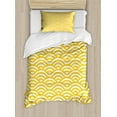 thumbnail image 1 of Yellow and White Twin Size Duvet Cover Set, Horizontal Abstract Sea Ocean Waves Summer Beach Coast Holiday Theme, Decorative 2 Piece Bedding Set with 1 Pillow Sham, Marigold White, by Ambesonne, 1 of 3