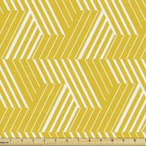 Yellow and White Upholstery Fabric by the Yard, Composition of Angled Line Chevron Shapes Simple Lattice Design, Decorative Fabric for DIY and Home Accents, 5 Yards, Earth Yellow White by Ambesonne
