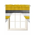 thumbnail image 1 of Yellow White Wood Swag Valances for Windows, Small Curtains Drapes, Black Farmhouse Village Rural Lodge Kitchen Window Curtains Over Sink Window Treatment Valance for Bedroom/Bathroom 56"x36", 1 of 5