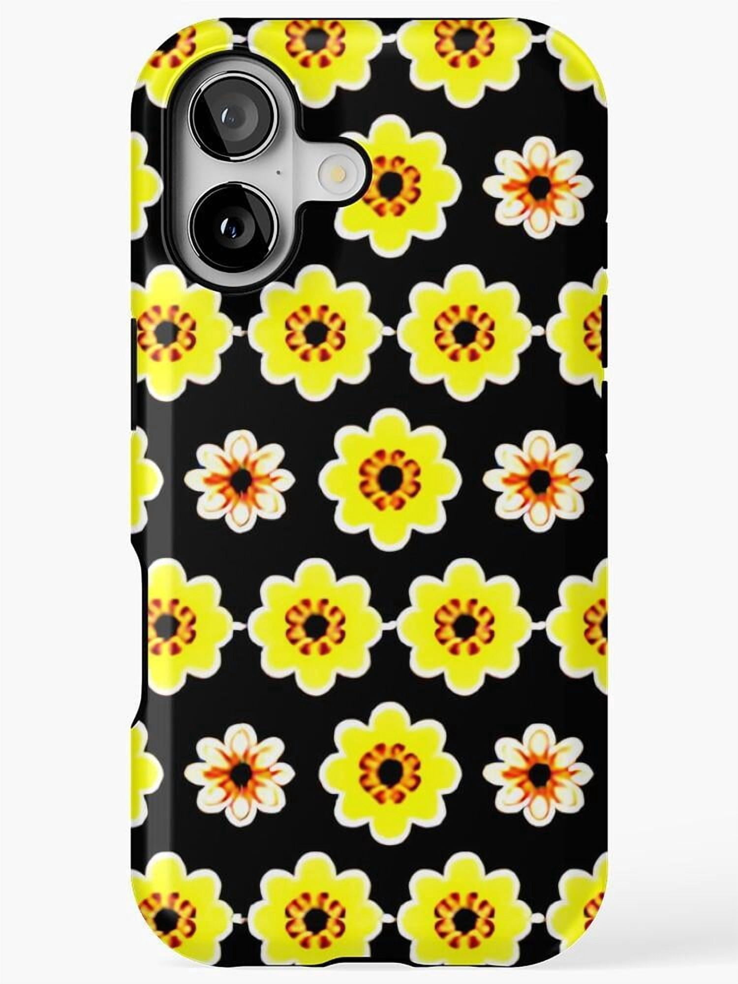 Orange Yellow Roses Graphics Yellow, White and Orange Flowers on Black Tough Case for Apple iPhone ...