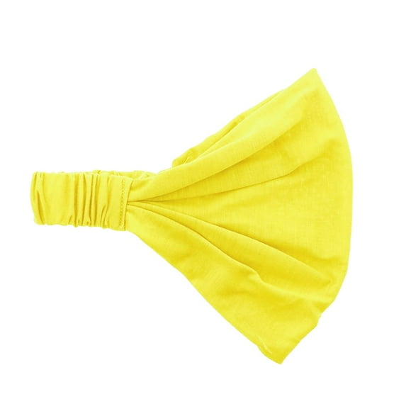 Yellow Wide Cotton Head Band Solid Boho Yoga Style Soft Hairband for Women