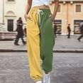 thumbnail image 1 of Yellow Wide Leg Sweatpants Women Fashion Women's Loose Breathable Color Blocking Gradient Casual Pants Side Pockets Leg Opening Drawstring Seasonal Casual Pants Fashion Clothing, 1 of 4
