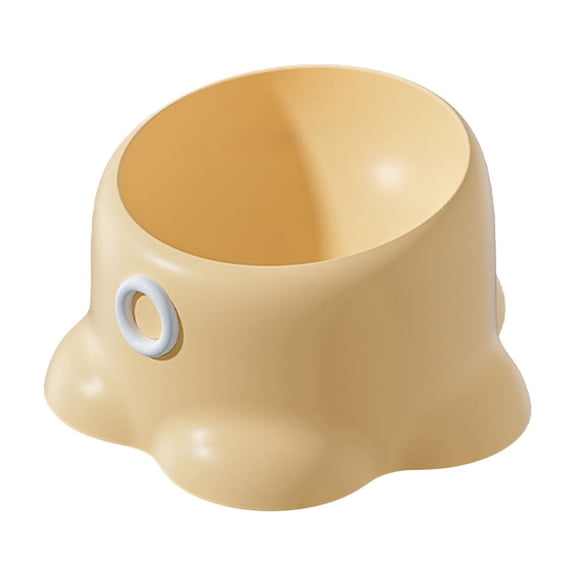 Yellow Wide Mouth Raised Cat Bowl With High Capacity For Comfortable Eating And Drinking Whisker Friendly And Neck Support Durable Material
