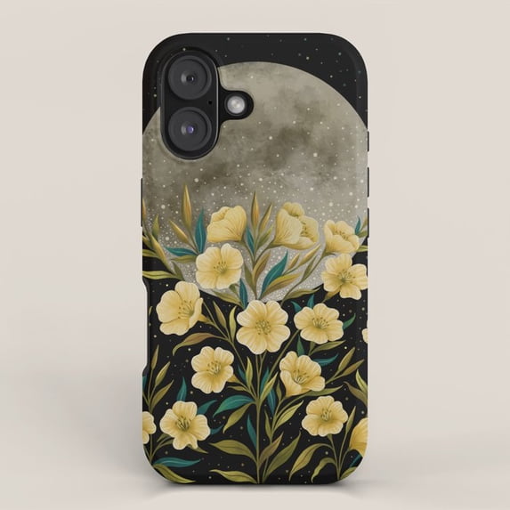 Yellow Wildflowers and Full Moon Black Tough Case for Apple iPhone ...