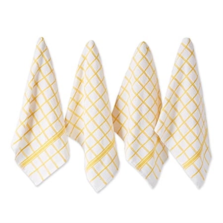 DII Yellow Windowpane Terry Dishtowel 4 Piece