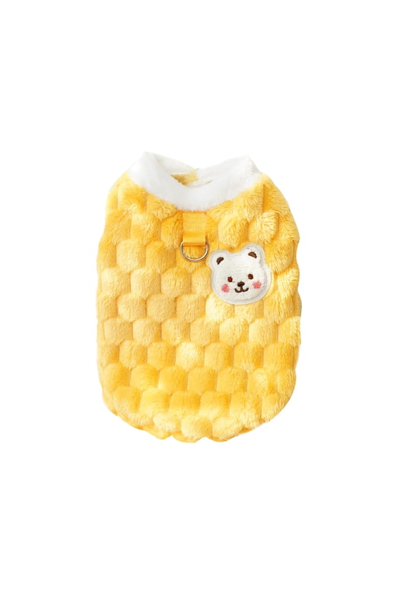 Yellow Windproof Dog Coat Two Legged Padded Winter Vest For Large Pets With Zippered Closure And Warm Comfort Lining