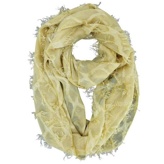 Yellow Wispy Frayed Sheer Infinity Scarf