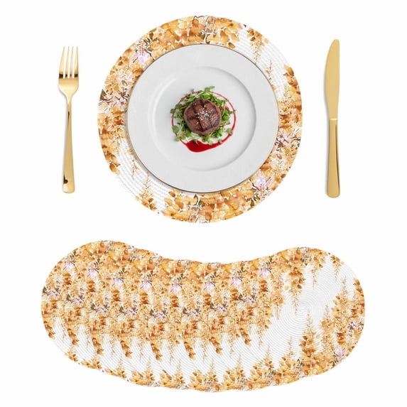 Yellow Wisteria Round 15 Inch Placemats Set of 8, Sprinng Summer Pastoral Botanical HeatResistant Non Slip Place Mats for Dining Table, Wipeable Braided Kitchen Table Mats for Housewarming