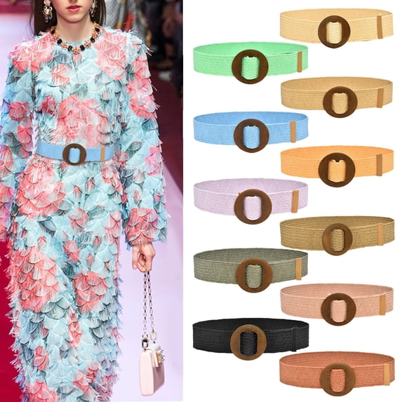 Yellow Women Belts Polypropylene Summer for Jeans Dress Thin Waist Belt for Ladies One Size