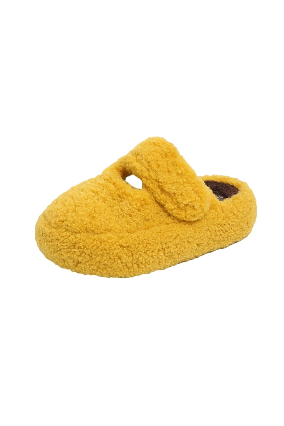 Yellow Women'S Slippers Mule House Shoes Cozy Furry Indoor Outdoor Slip-On Comfortable Thick Sole Platform Non-Slip Fall Winter 1.07Lbs Size 36