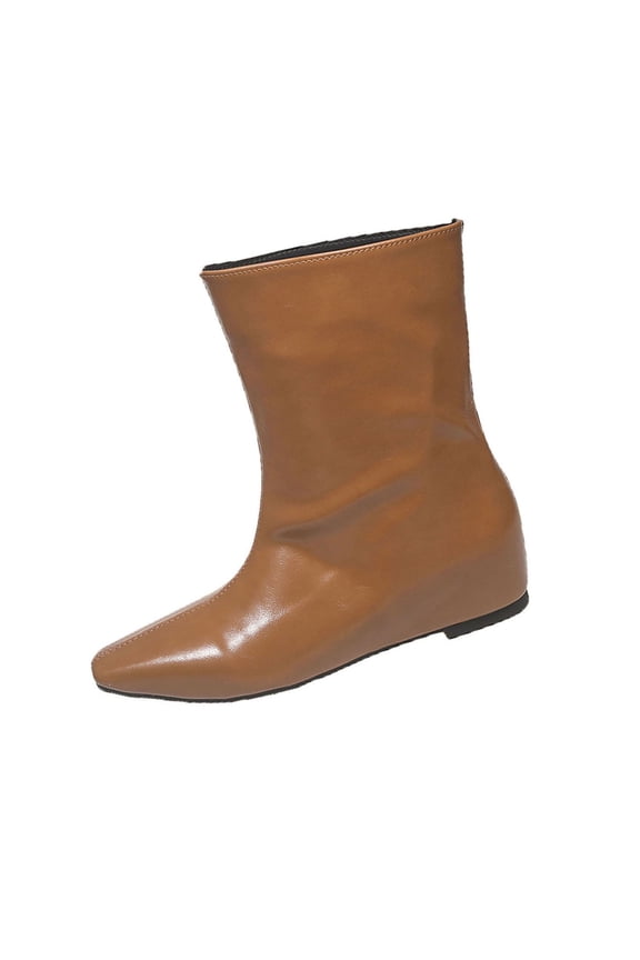 Yellow Women'S Wedge Heel Ankle Boots British Style Slip On Winter Fashion Casual Comfortable Versatile Non-Slip Durable Short Booties For Women Daily Walking Outdoor Low Heel 1.47 Lb