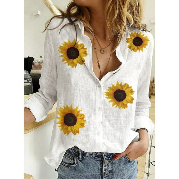 Yellow Women Shirts, Womens V Neck Roll Up Sleeve Down Blouses Tops,Women Shirts 3XL