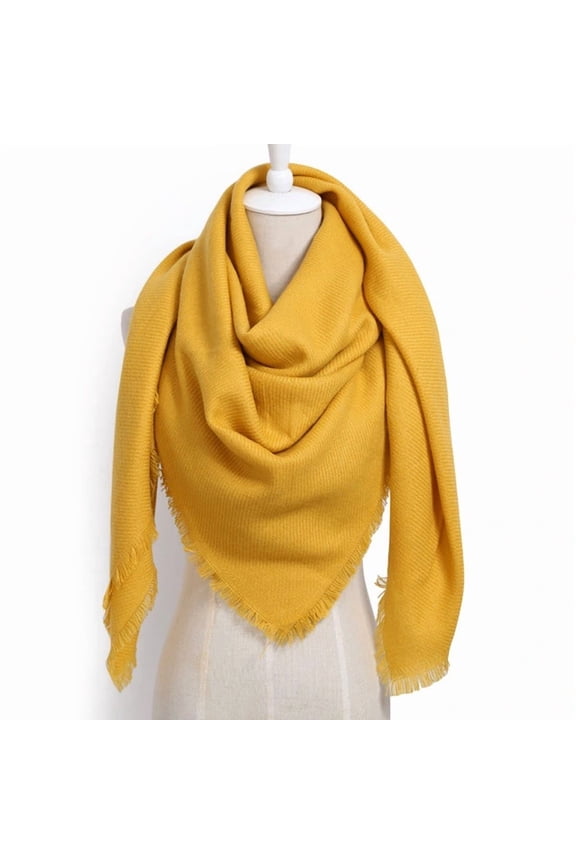 Yellow Women's Cotton Square Shawl Scarf for Autu