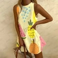 thumbnail image 1 of Yellow Women‘s Dress Summer New Fruit Pineapple Graphic Print Sleeveless Dress Casual Beach Vacation Party Dresses Girl Clothes, 1 of 10
