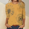thumbnail image 1 of Yellow Women's Long Sleeve T-shirt, Women'S 3/4 Length Sleeve T Shirts Casual Round Neck Cute Tunics Tops Basic Loose Fit Tees With Pocket Blouses,Women's Long sleeve T-shirt L, 1 of 5