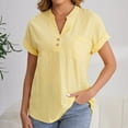 thumbnail image 1 of Yellow Women's Short Sleeve T-shirt, Women'S Fashion Casual V Neck Down Short Sleeve Top T Shirt,Women's Short sleeve T-shirt S, 1 of 9