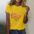 thumbnail image 1 of Yellow Women's Short Sleeve T-shirt, Women'S Love Butterfly Printed Shirt Short Sleeve Round Neck T Shirt Fashion Top Lightweight Soft Casual Summer Clothing Clothes,Women's Short sleeve T-shirt L, 1 of 4