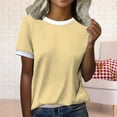 thumbnail image 1 of Sweet Home Farm Short Sleeve Shirts for Women Spring Round Neck Color Blocked Loose Casual T Shirt T Shirts for Women Yellow, 1 of 4