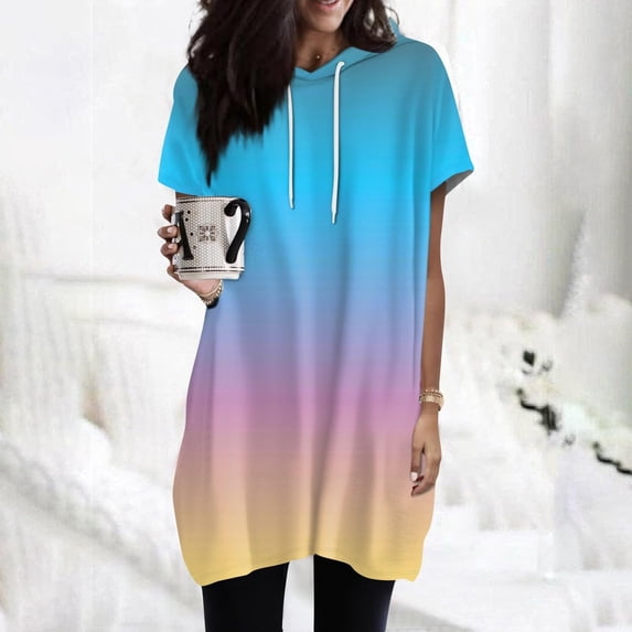 Yellow Women's Short Sleeve T-shirt, Womens Summer Oversized Hoodies Casual Short Sleeve Shirts Fashion Tunic Tops Lightweight Pullover With Pockets,Women's Short sleeve T-shirt S