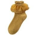 thumbnail image 1 of Yellow Women's Socks, Ruffle Lace Socks 1 Pair Women Socks Ruffle Lace Decor Thin High Elasticity Anti Slip Soft Breathable Solid Color Sweat Absorption No Odor,Women's Accessories Socks M, 1 of 4