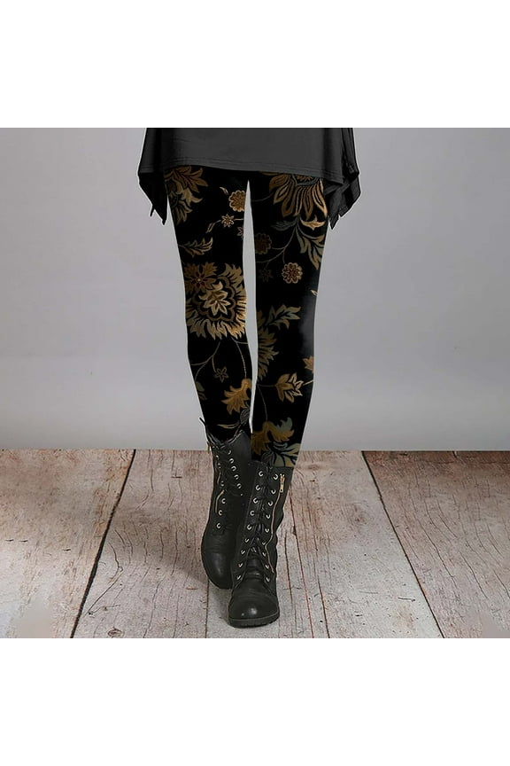 Yellow Women's Yoga Pants, Women'S Autumn And Winter Leggings Artistic Splash Printed Soft Stretchy Pants Features:,Women's Yoga Pants L