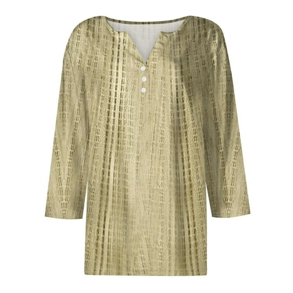 Yellow Womens Blouses Summer Plus Size Shirts for Women V Neck 3/4 Sleeve Tops Floral Print Tees Tunic Casual Blouses Ladies Tops and Blouses