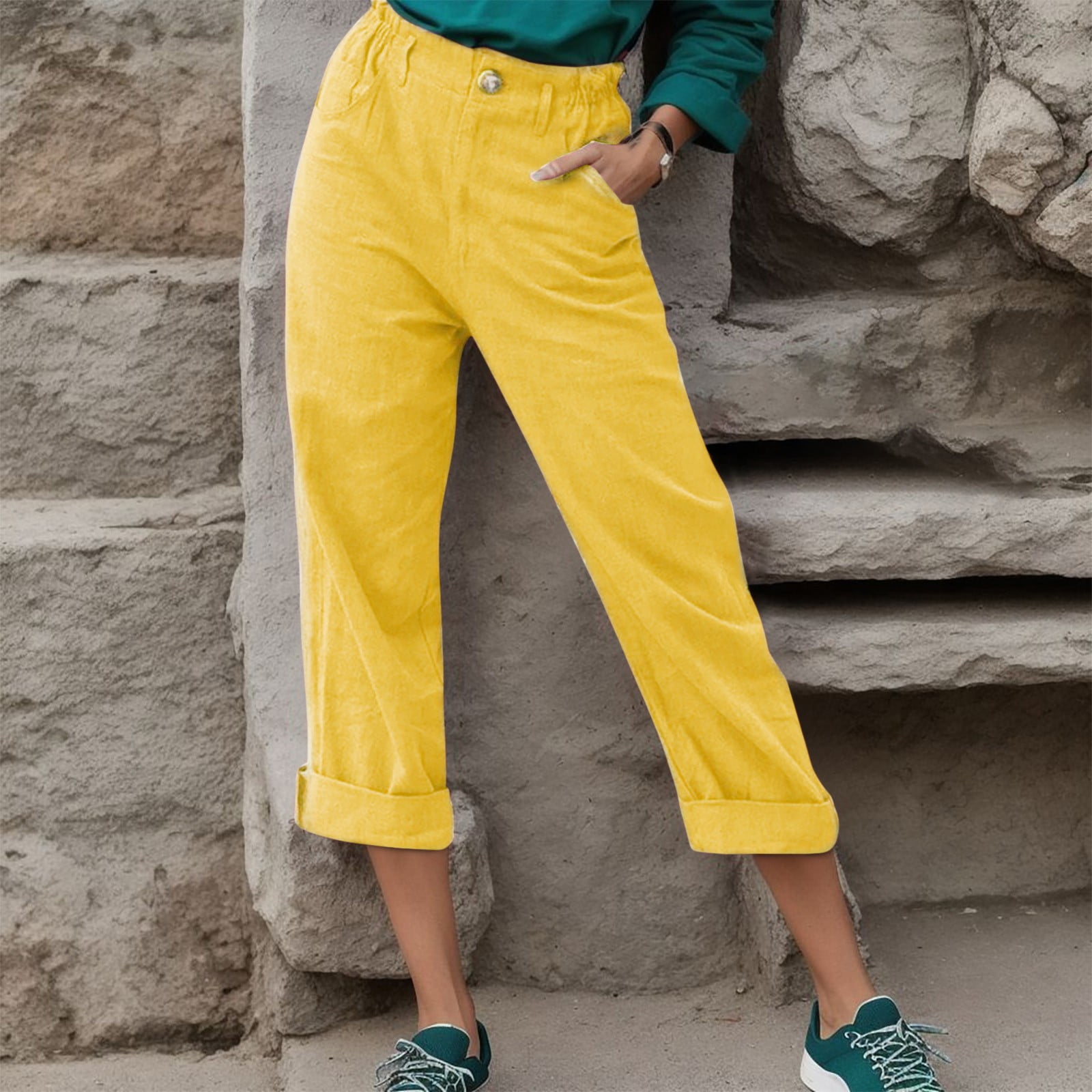 Petite yellow pants hotsell