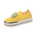 thumbnail image 1 of Yellow Womens Comfortable Shoes With Rhinestone Embellishment And Round Toe For Casual Wear And Versatile Styling, 1 of 9