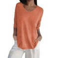 thumbnail image 1 of Yellow Womens Flowy Tops, 3/4 Sleeve Casual Blouses for Women, Weekend Cotton Summer Outfits for Women, Womens Short Sleeve Sweaters Tops V Neck Pullover Knit Shirts Loose Blouses, 1 of 5