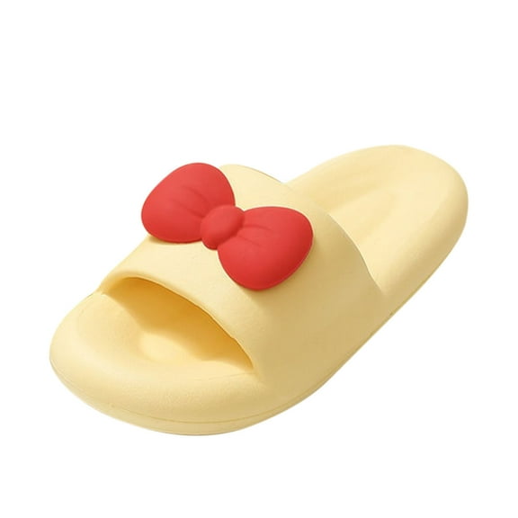 Yellow Womens Indoor Slippers With Soft Sole Non-Slip Design Odor-Resistant For Home And Bathroom Wear