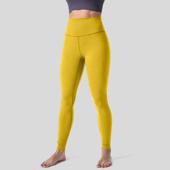 Yellow Womens Pants Solid Color Fashionable Casual Sports Hip Lifting High Elastic Tight Yoga Pants Casual Pants Women