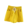 thumbnail image 1 of Yellow Womens Pants Women's Elastic Waist Knee Length Casual Cotton Shorts with Sweatpants Womens Fashion, 1 of 4