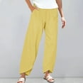thumbnail image 1 of Yellow Womens Sweatpants Women's Spring and Summer Elastic Waist Cotton Linen Loose Casual Pants Home Pants Casual Pants Women, 1 of 5