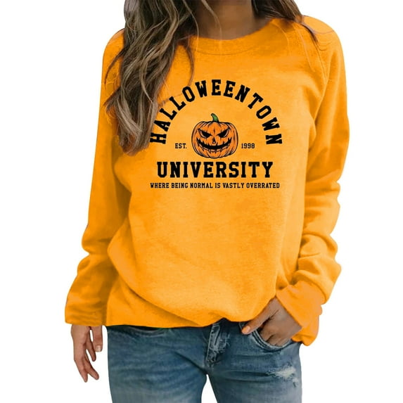 Yellow Womens Sweatshirts Halloweentown Sweatshirt T Shirt Halloweentown Sweatshirt Vintage Halloween Sweatshirts for Women Or Men Going Out Tops for Women