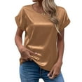 thumbnail image 1 of Yellow Womens Tee Shirt Tops, Polyester Plus Size Blouses for Women, Short Sleeve Juniors Tops, Lightweight Button Down Shirt Women, Athletic Tops, Weekend Leisure Women Blouses Dressy Casual, 1 of 5