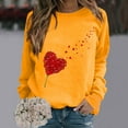 thumbnail image 1 of Yellow Womens Tops Women's Fashionable Round Neck Casual Valentine's Day Love Printed Long Sleeved Top Sweatshirt Fall Outfits for Women 2025, 1 of 4